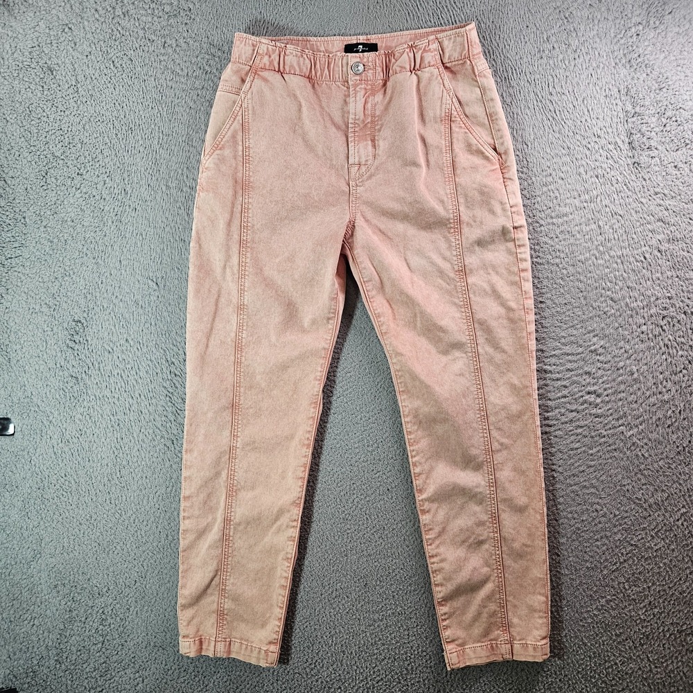 7 For All Mankind Pants Women 27 Elastic Waist Stretch Light Punch Peach Comfy